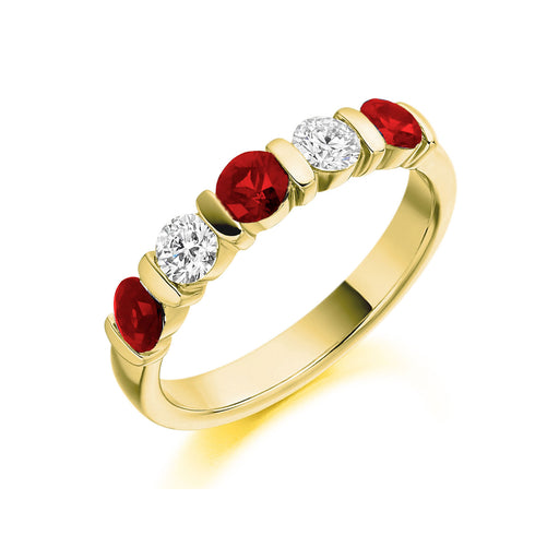 18ct Yellow Gold Brilliant-Cut Ruby & Diamond Half Eternity Ring 1.00ct - HET 2169 RUD Ring Michael Spiers   