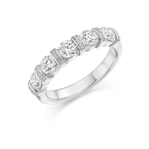 Platinum Brilliant-Cut Diamond Half Eternity Ring 0.60ct - HET 2636 Ring Michael Spiers   