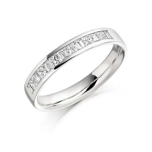 Platinum Princess & Baguette-Cut Diamond Half Eternity Ring 0.50ct - HET 917 - (Size 'L' Only) Ring Michael Spiers   