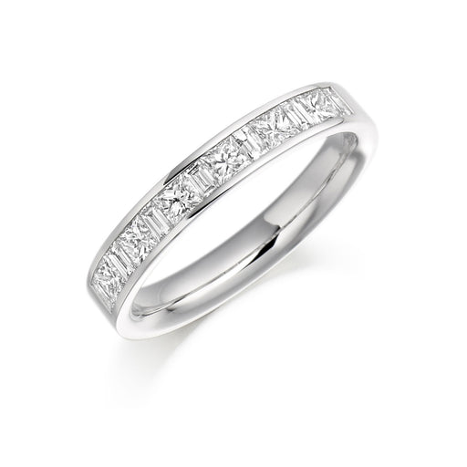 Platinum Princess & Baguette-Cut Diamond Half Eternity Ring 0.75ct - HET 918 - (Size 'M' Only) Ring Michael Spiers M  