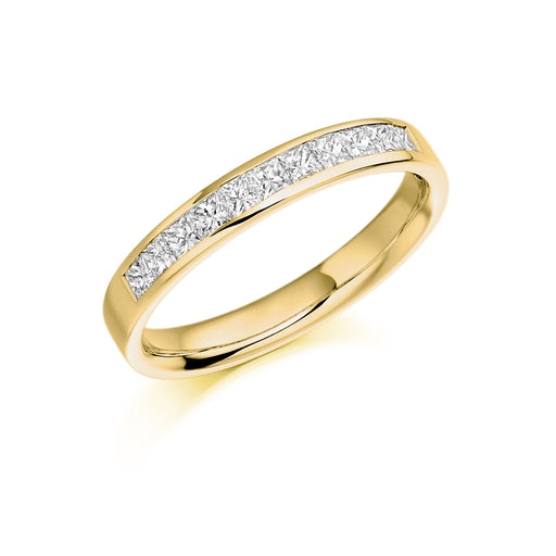 18ct Yellow Gold Princess-Cut Diamond Half Eternity Ring 0.50ct - HET 929 - (Size 'M' Only) Ring Michael Spiers   