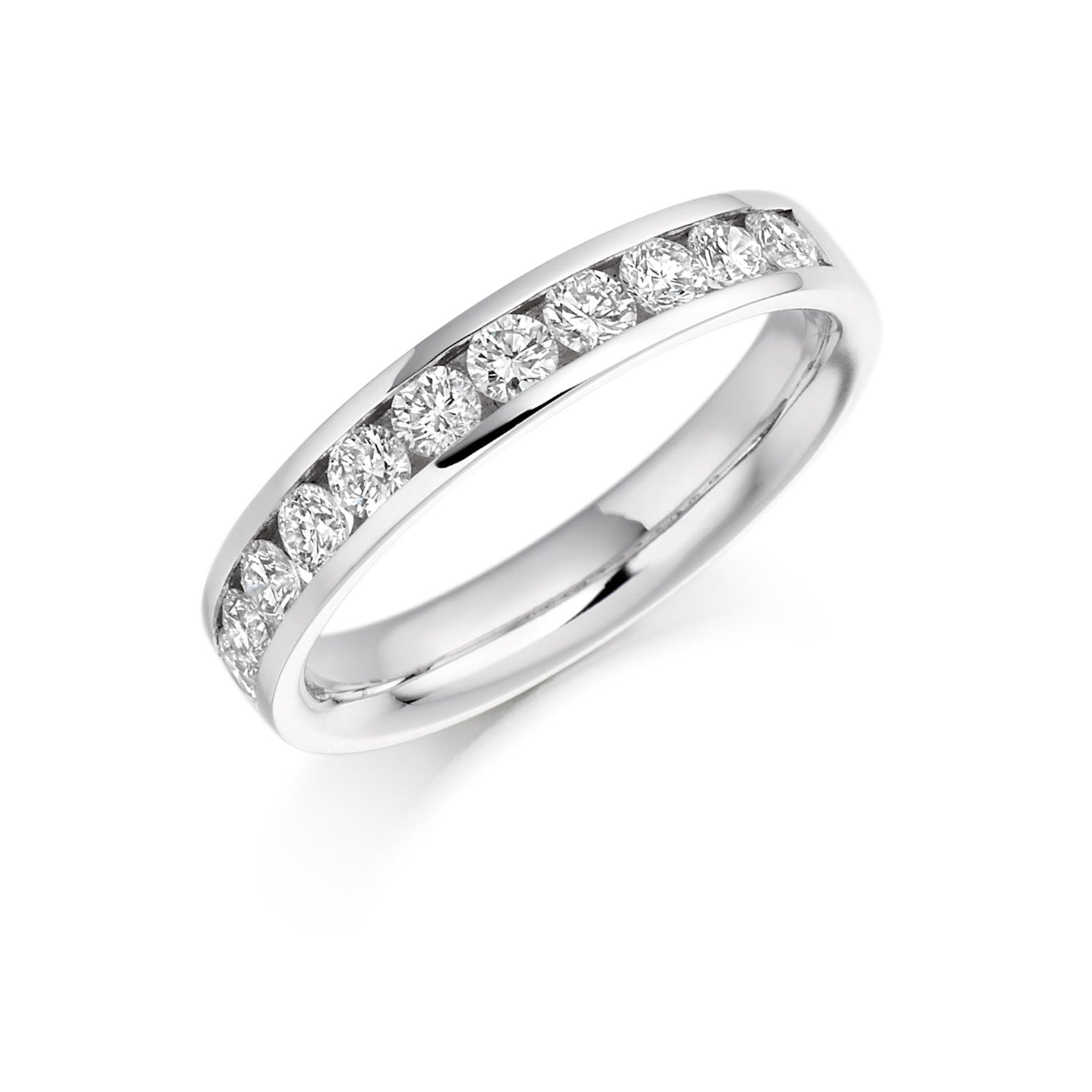 Platinum Brilliant-Cut Diamond Half Eternity Ring 0.78ct