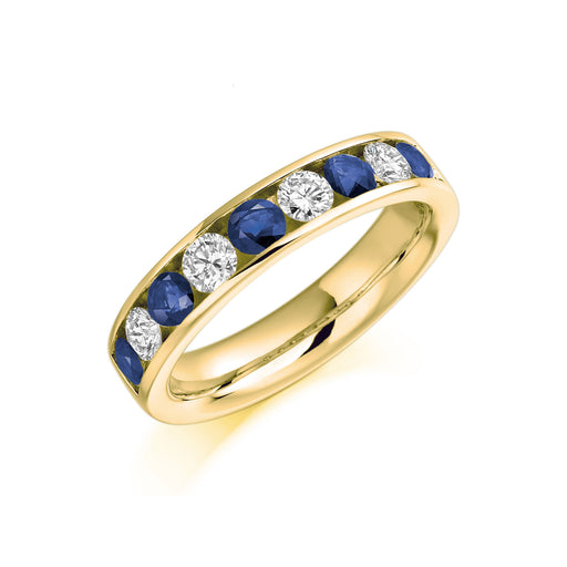 18ct Yellow Gold Brilliant-Cut Sapphire & Diamond Half Eternity Ring 1.10ct - HET 940 BSAD Ring Michael Spiers   