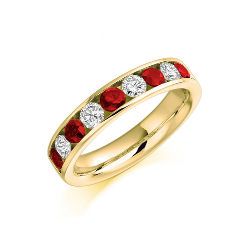 18ct Yellow Gold Brilliant-Cut Ruby & Diamond Half Eternity Ring 1.00ct - HET 940 RUD Ring Michael Spiers   