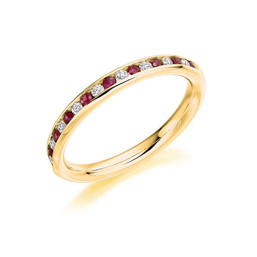 18ct Yellow Gold Brilliant-Cut Ruby & Diamond Half Eternity Ring 0.45ct - HET 997 RUD Ring Michael Spiers   