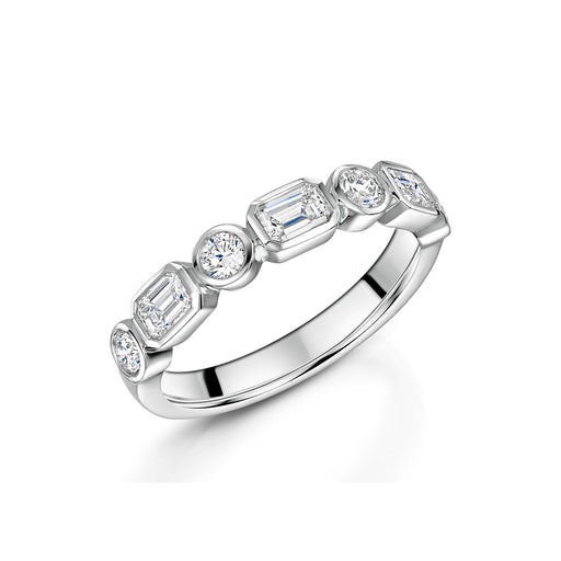 Michael Spiers Platinum Brilliant-Cut & Emerald-Cut Diamond Half Eternity Ring 0.90ct Ring Michael Spiers   
