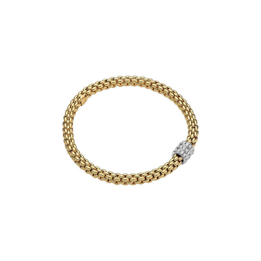 FOPE Solo Flex'it 18ct Yellow & White Gold Bracelet With Three Diamond Rondels 623B-BBRM