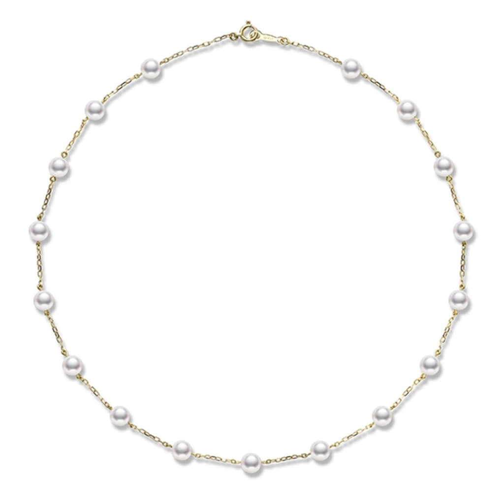Mikimoto Classic Akoya Cultured Pearl Chain Necklace in 18ct Yellow Go