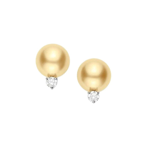 Mikimoto Classic A+ Grade Golden South Sea Pearl & Diamond Stud Earrings in 18ct Yellow & White Gold - PES1002GDK Earrings Mikimoto   