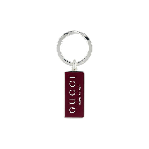 Gucci Trademark Enamel & Silver Rectangular Keyring YBF818997001 Cufflinks & Accessories Gucci