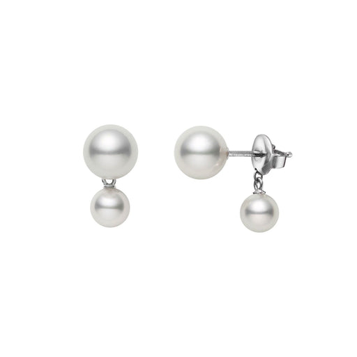 Mikimoto Classic Akoya Cultured Pearl Stud Earrings with Pearl & Chain Drop in 18ct White Gold - PE1751W Earrings Mikimoto   