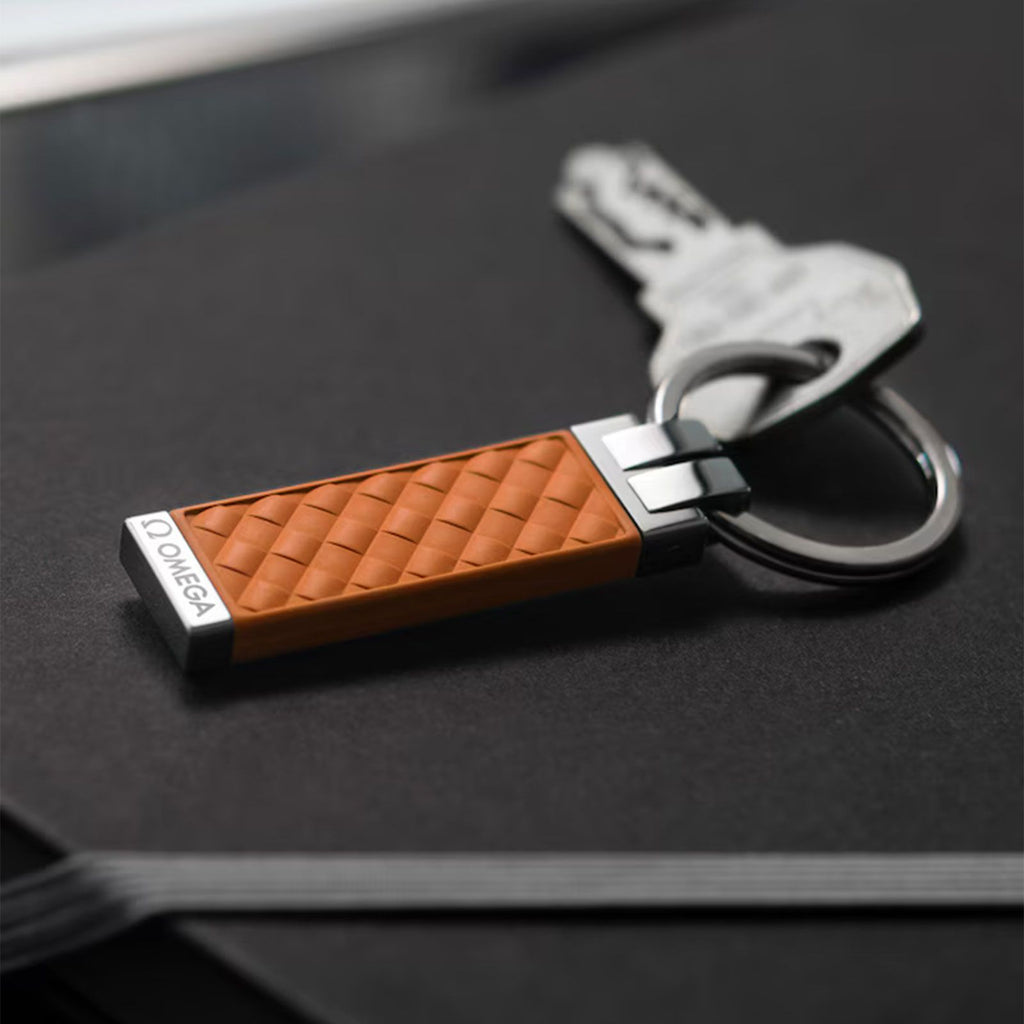 Aqua Key Ring Holder in Steel Orange Rubber K91STA0509105