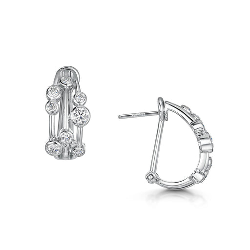 18ct White Gold Brilliant-Cut Diamond Scatter Hoop Earrings 1.31ct Earrings Michael Spiers   