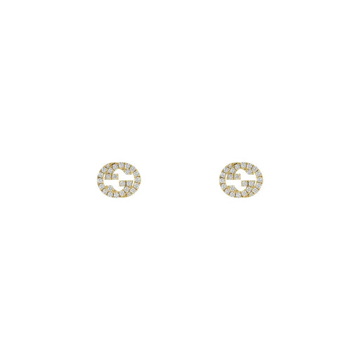 Gucci Interlocking 18ct Yellow Gold Diamond Stud Earrings YBD729408002 Earrings Gucci   