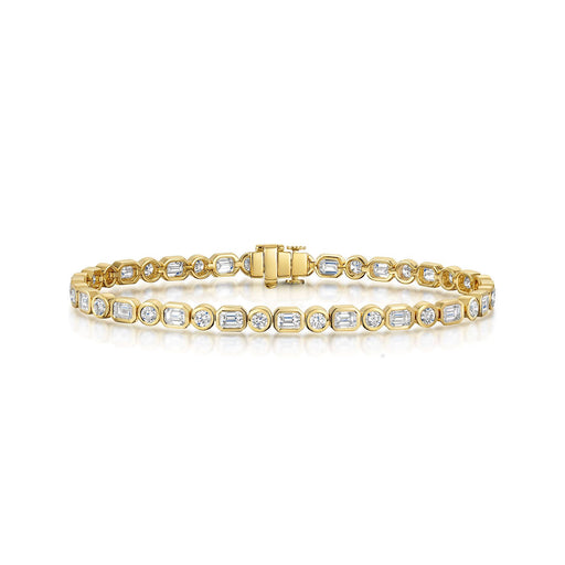 Michael Spiers 18ct Yellow Gold Emerald & Brilliant-Cut Diamond Tennis Bracelet 5.75ct Bracelet Michael Spiers   