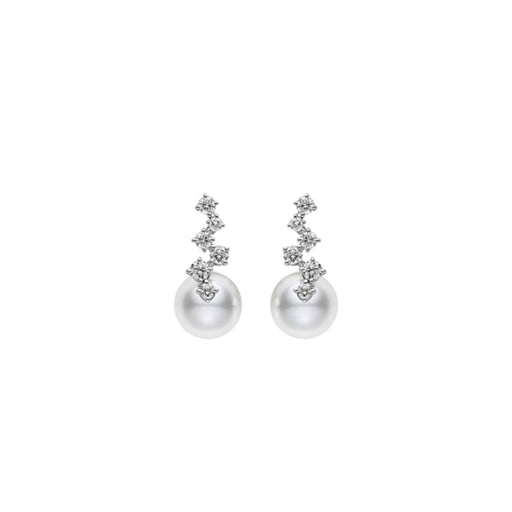 Mikimoto Starry Night Akoya Cultured Pearl & Diamond Drop Earrings in 18ct White Gold - PEH5001DW Earrings Mikimoto   