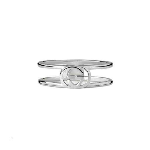 Gucci Interlocking Silver Thin Open Band Ring YBC298036001 Ring Gucci   