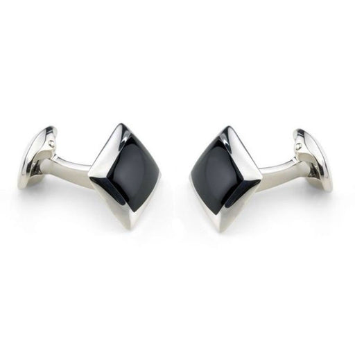 Deakin & Francis Sterling Silver Cufflinks With Onyx Inlay - C0045S07