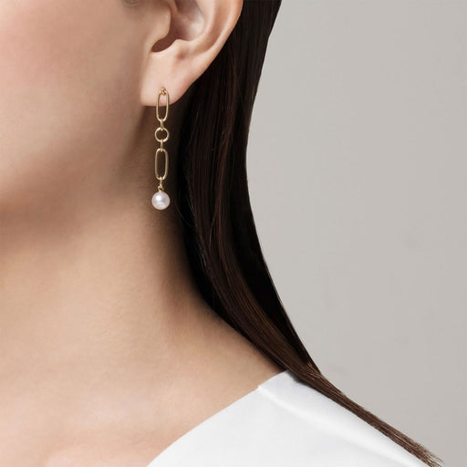 Mikimoto M Code Akoya Cultured Pearl Drop Earrings in 18ct Yellow Gold - PE1733K Earrings Mikimoto   