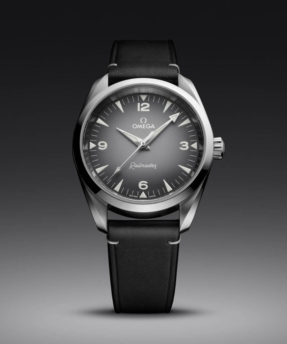 OMEGA Railmaster Black with Leather Strap