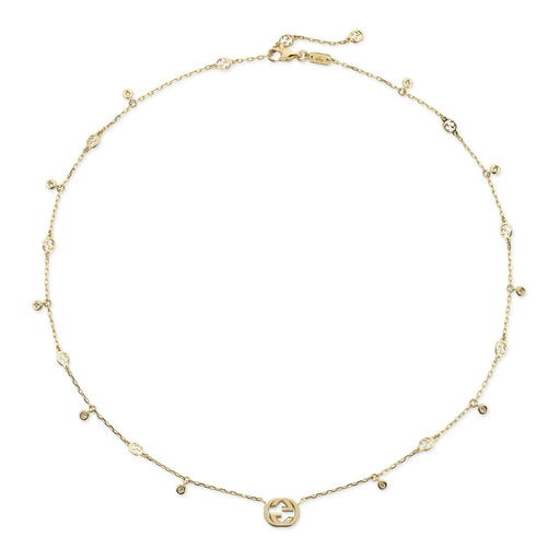 Gucci Interlocking 18ct Yellow Gold Diamond Necklace YBB729402002 Necklace Gucci   