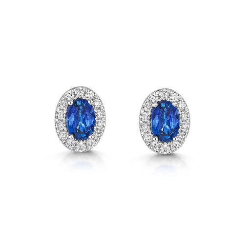 18ct White Gold Oval-Cut Sapphire & Brilliant-Cut Diamond Earrings 1.50ct Earrings Michael Spiers