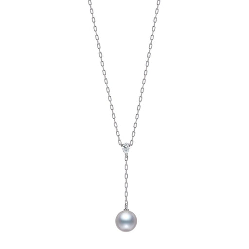 Mikimoto Classic Akoya Cultured Pearl & Diamond Drop Necklace in 18ct White Gold - PP20226DW Necklace Mikimoto   