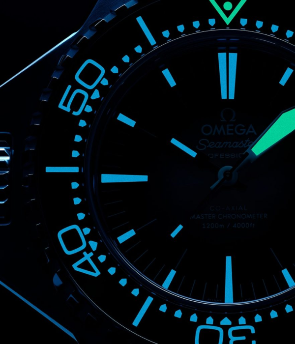 Seamaster Ploprof 1200M Co-Axial 55 x 45mm dial in the dark
