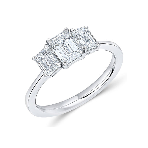 Platinum Emerald-Cut D-VS2 Diamond Graduated Three Stone Ring 1.31CT Ring Michael Spiers   