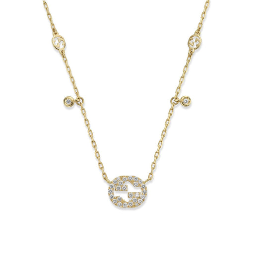 Gucci Interlocking 18ct Yellow Gold Diamond Necklace YBB729402002 Necklace Gucci   