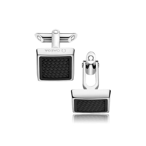 Aqua Cufflinks in Steel & Black Rubber CA05ST0000105 Cufflinks & Accessories Omega   