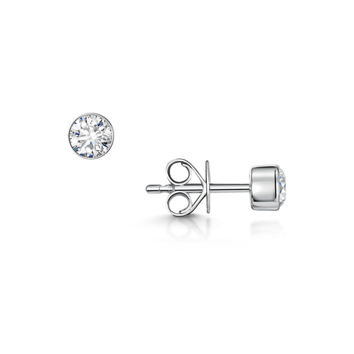 Michael Spiers 18ct White Gold Brilliant-Cut Rub-Over F/G Si Diamond Solitaire Earrings 0.70ct Earrings Michael Spiers   
