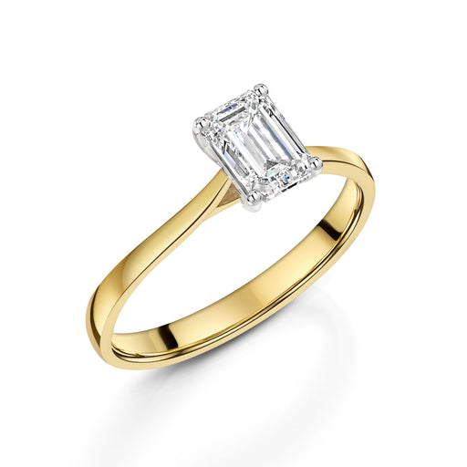 Michael Spiers 18ct Yellow Gold & Platinum Emerald-Cut F Si Diamond Solitaire Ring 0.90ct Ring Michael Spiers   