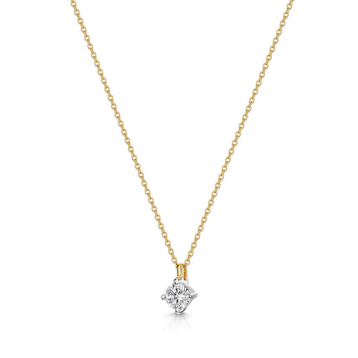 18ct Yellow & White Gold Brilliant-Cut F/G Si Diamond Solitaire Pendant 0.30ct Necklace Michael Spiers   