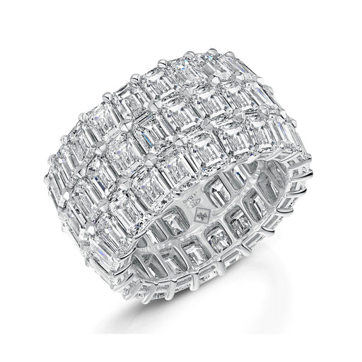 Michael Spiers Platinum Emerald-cut Diamond 3 Row Full Eternity Ring 15.89ct Ring Michael Spiers   