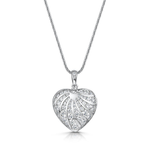 18ct White Gold Brilliant-Cut Diamond Heart Pendant 1.30ct Necklace Michael Spiers   