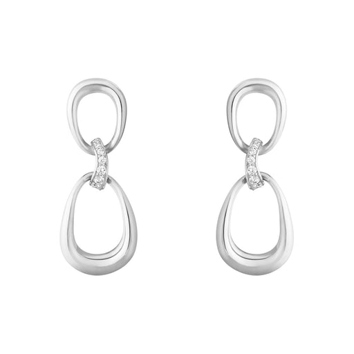 Georg Jensen OFFSPRING Silver & Diamond Drop Earrings 20001848 Earrings Georg Jensen