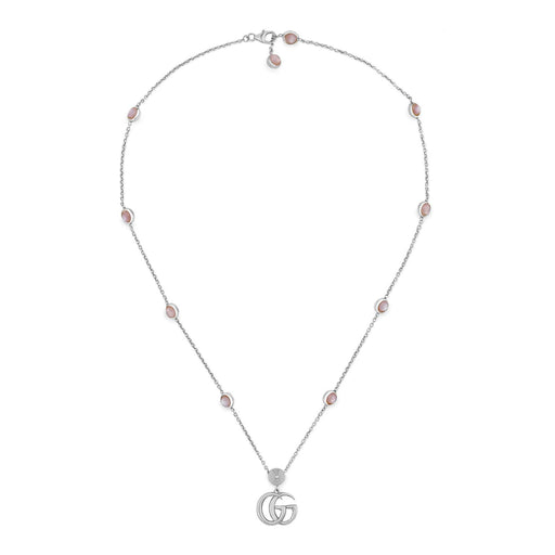 Gucci GG Marmont Pink Mother of Pearl Silver Necklace YBB52739900200U Necklace Gucci   