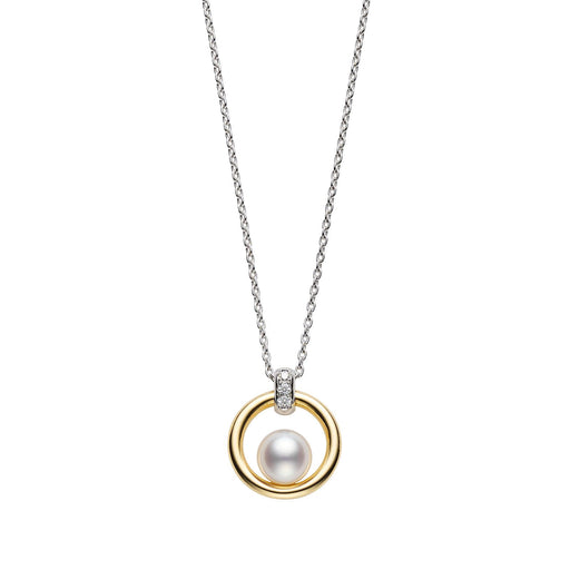 Mikimoto Circle Akoya Cultured Pearl & Diamond Necklace in 18ct Yellow & White Gold - PP20568DC Necklace Mikimoto   