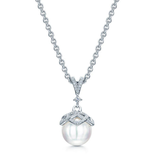 Mikimoto Embrace Akoya Cultured Pearl & Diamond Necklace in 18ct White Gold - PPL10273DW Necklace Mikimoto   