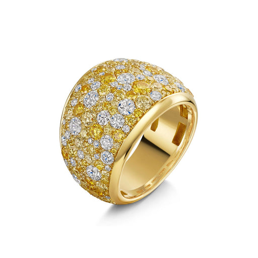 18ct Yellow Gold Brilliant-Cut Pave Set Yellow & White Diamond Wide Ring 4.80ct Ring Michael Spiers