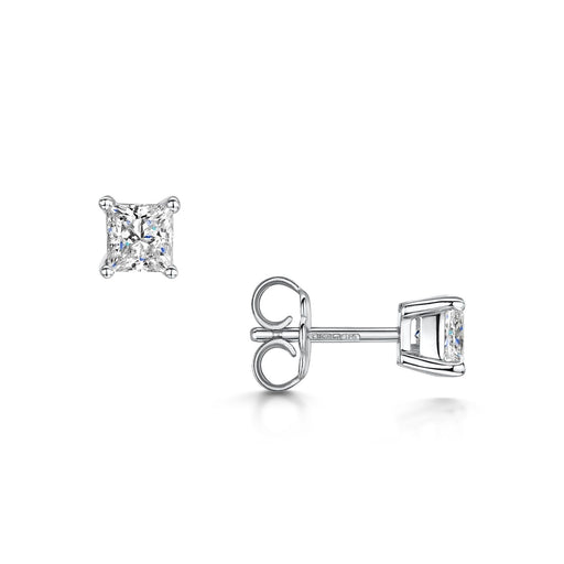 Michael Spiers 18ct White Gold Princess-Cut G/H Si Diamond Solitaire Earrings 1.00ct Earrings Michael Spiers   