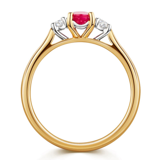 18ct Yellow & White Gold Oval-Cut Ruby & Brilliant-Cut Diamond Three Stone Ring 0.80ct Ring Michael Spiers