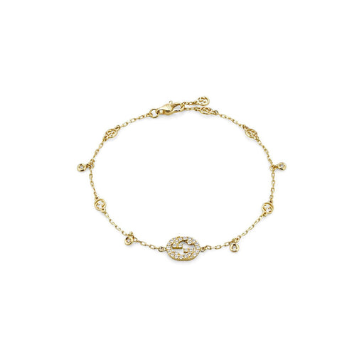 Gucci Interlocking 18ct Yellow Gold Diamond Bracelet YBA729403002 Bracelet Gucci 16  