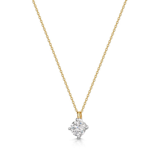 18ct Yellow & White Gold Brilliant-Cut F/G Si Diamond Solitaire Pendant 0.60ct Necklace Michael Spiers   