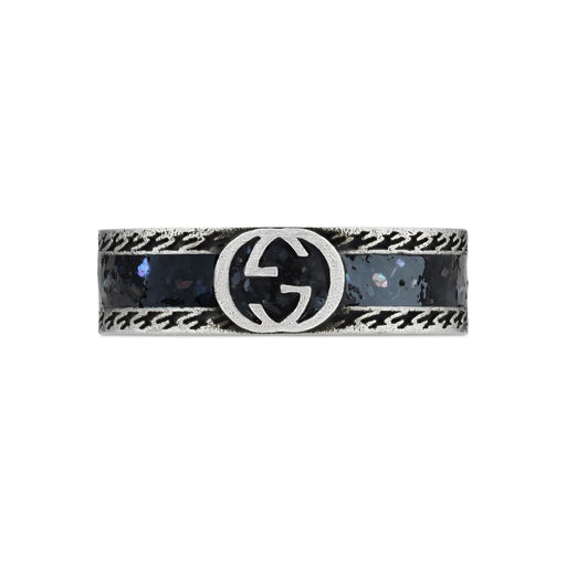 Gucci Interlocking G Silver & Enamel Ring YBC645573002 Ring Gucci   