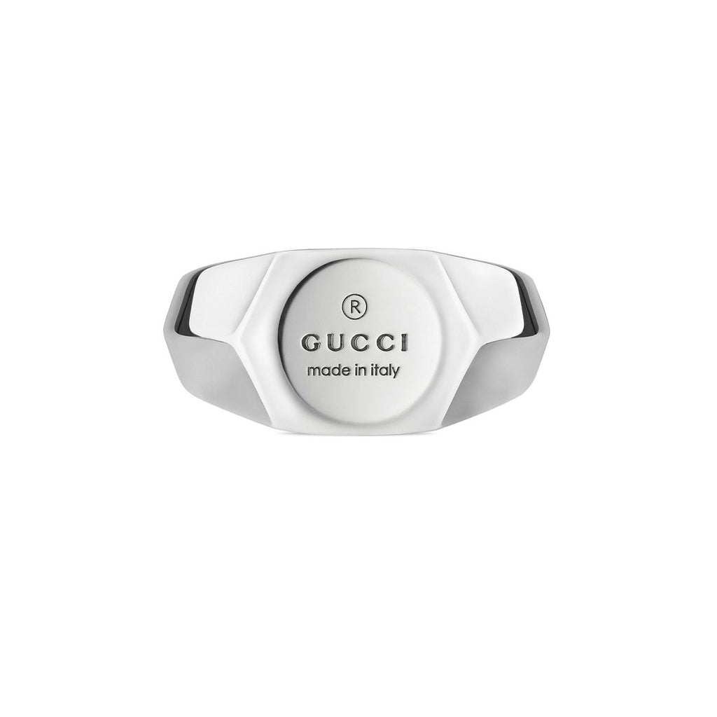 Gucci Trademark Silver Hexagonal Thin Ring YBC779162001
