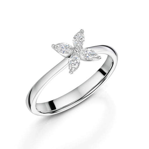 Platinum Marquise-Cut Diamond Flower Ring 0.28ct Ring Michael Spiers   