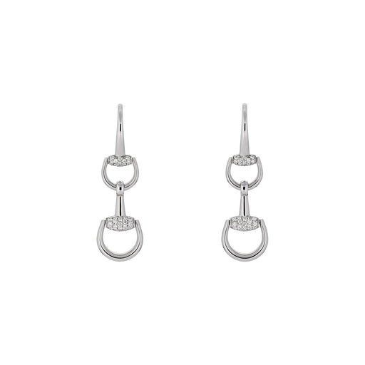 Gucci Horsebit 18ct White Gold Drop Diamond Earrings YBD837633001 Earrings Gucci