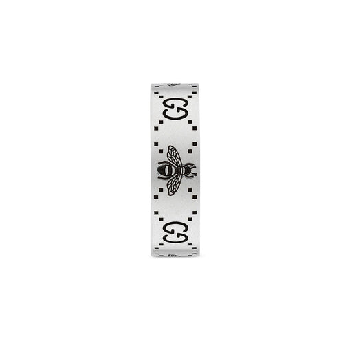 Gucci Signature Silver GG & Bee Engraved 6mm Wide Ring YBC728389001 Ring Gucci   